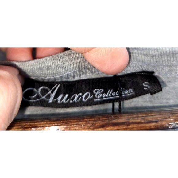 Auxo Maxi Dress Sz Small 4 6 Short Sleeve Stretch Modest Pockets Gray Black NEW - Picture 6 of 10